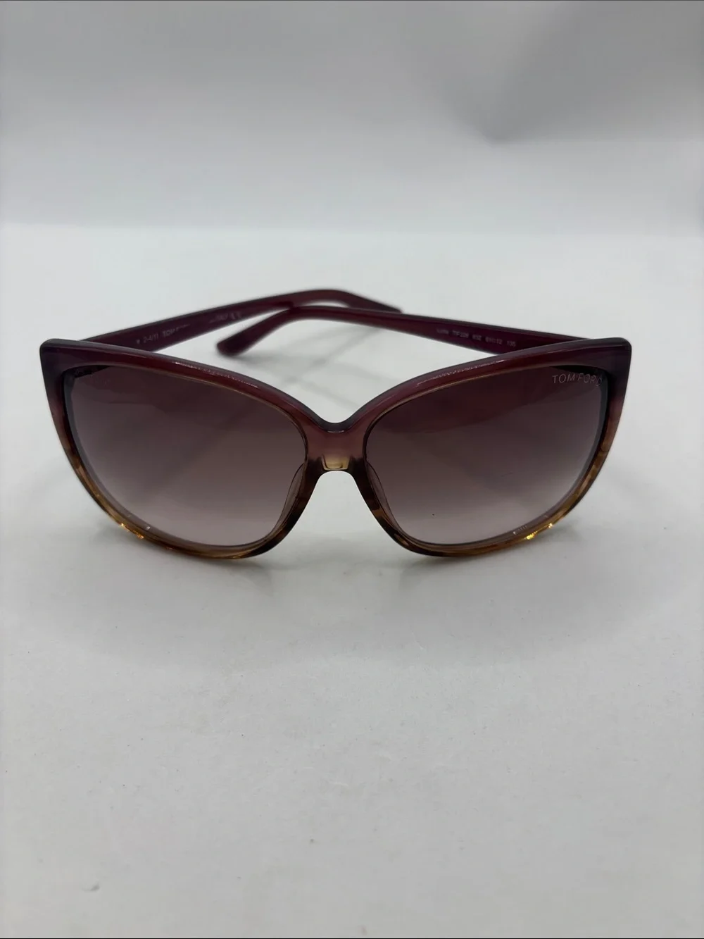 Tom Ford Lydia Sunglasses w/case Purple Frame Gradient Lens oversized retro styl - Picture 1 of 13